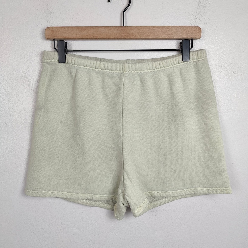 Joah Brown‎ Sweat Shorts Womens Medium Large Pale Green Fleece Elastic Waist - Picture 2 of 8